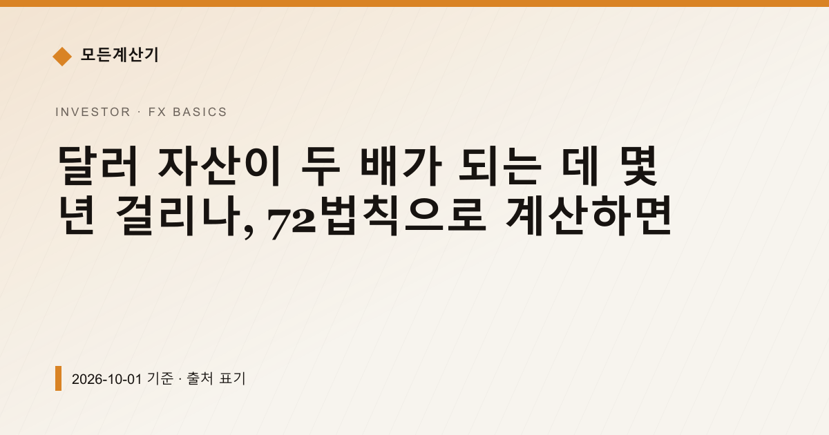 달러 자산이 두 배가 되는 데 몇 년 걸리나, 72법칙으로 계산하면 — 환율이 움직이는 이유 안내 이미지