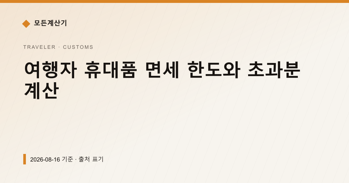 여행자 휴대품 면세 한도와 초과분 계산 — 직구·관세 pricing comparison